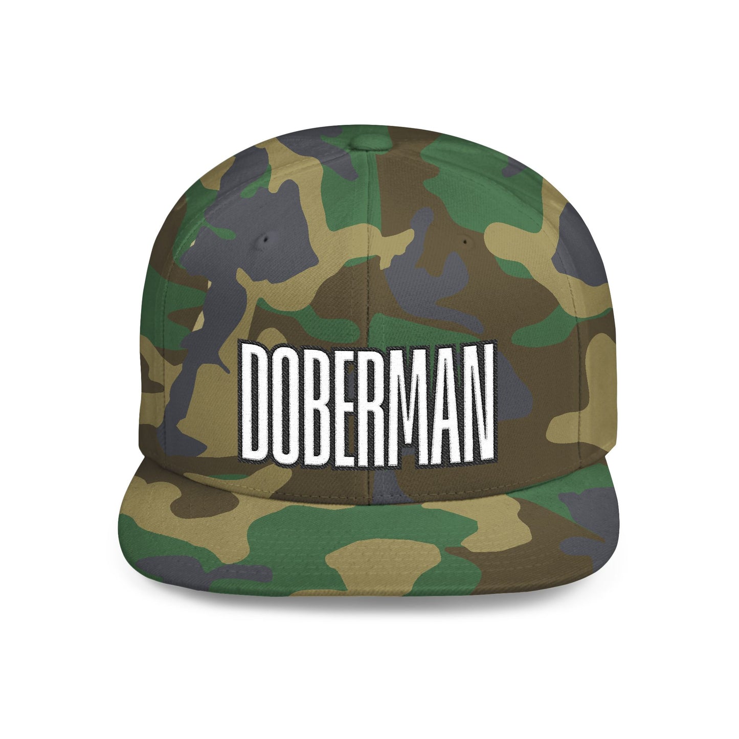 Doberman 4 Embroidered Flat Bill Snapback
