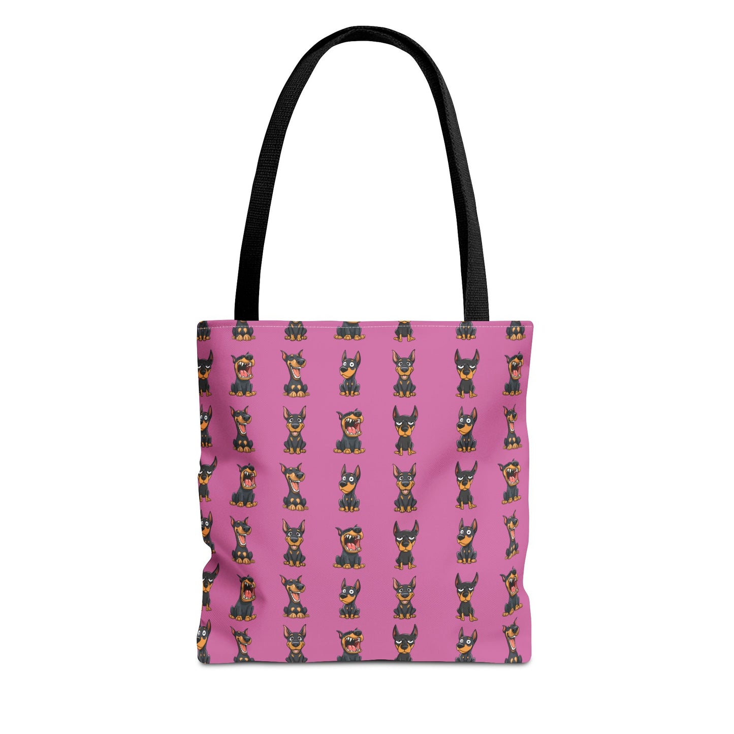 Doberman Cartoon Pattern Pink Tote Bag