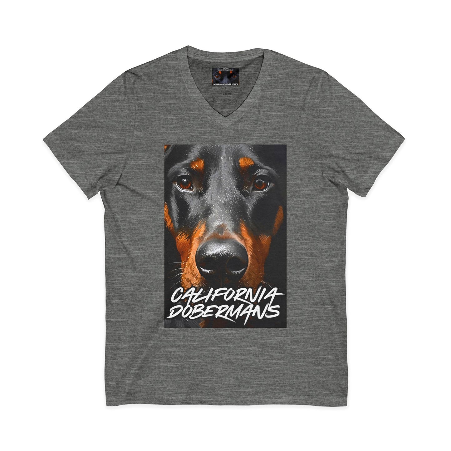Doberman California 1 Private Label Unisex Jersey Short Sleeve V-Neck Tee