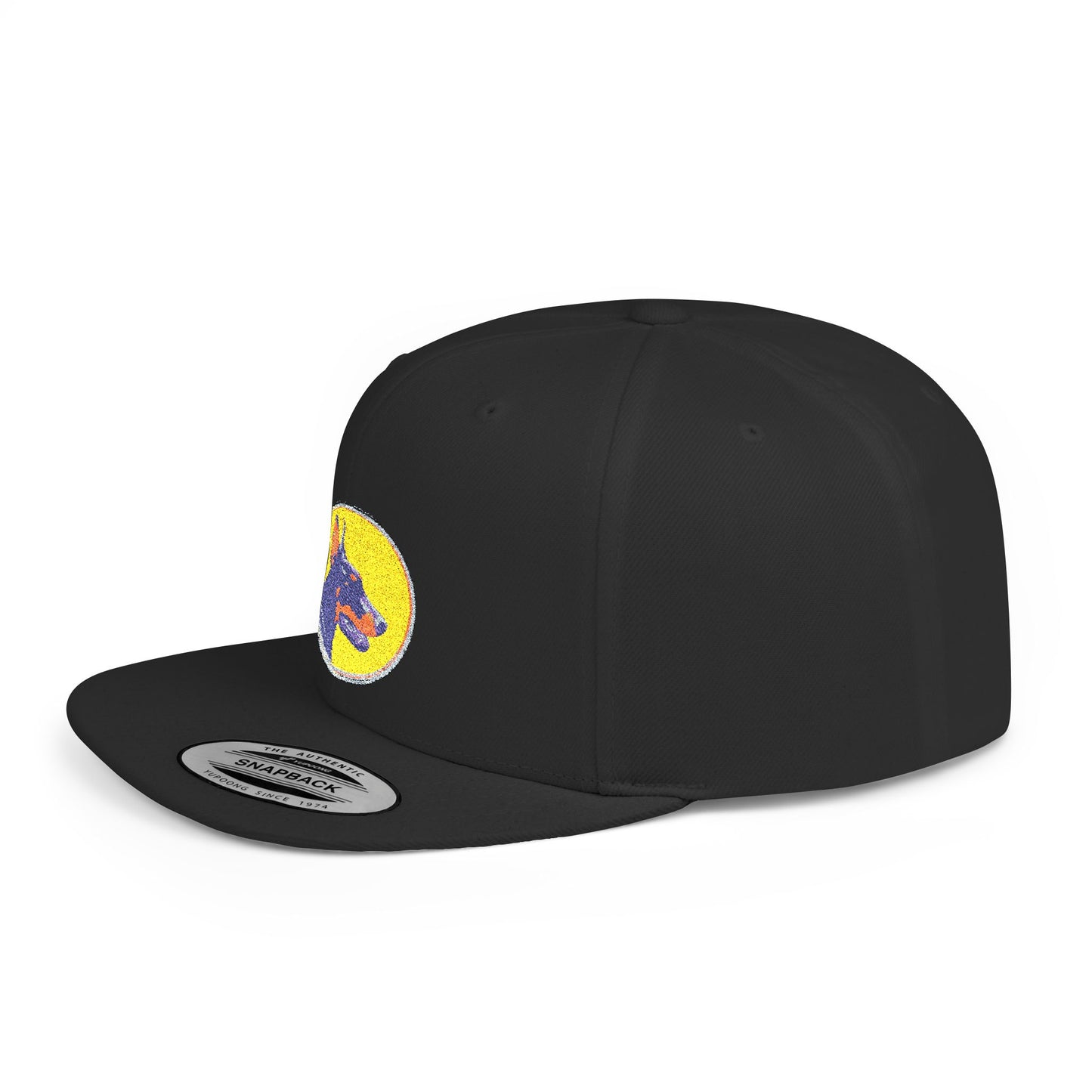 Doberman 3 Embroidered Flat Bill Snapback