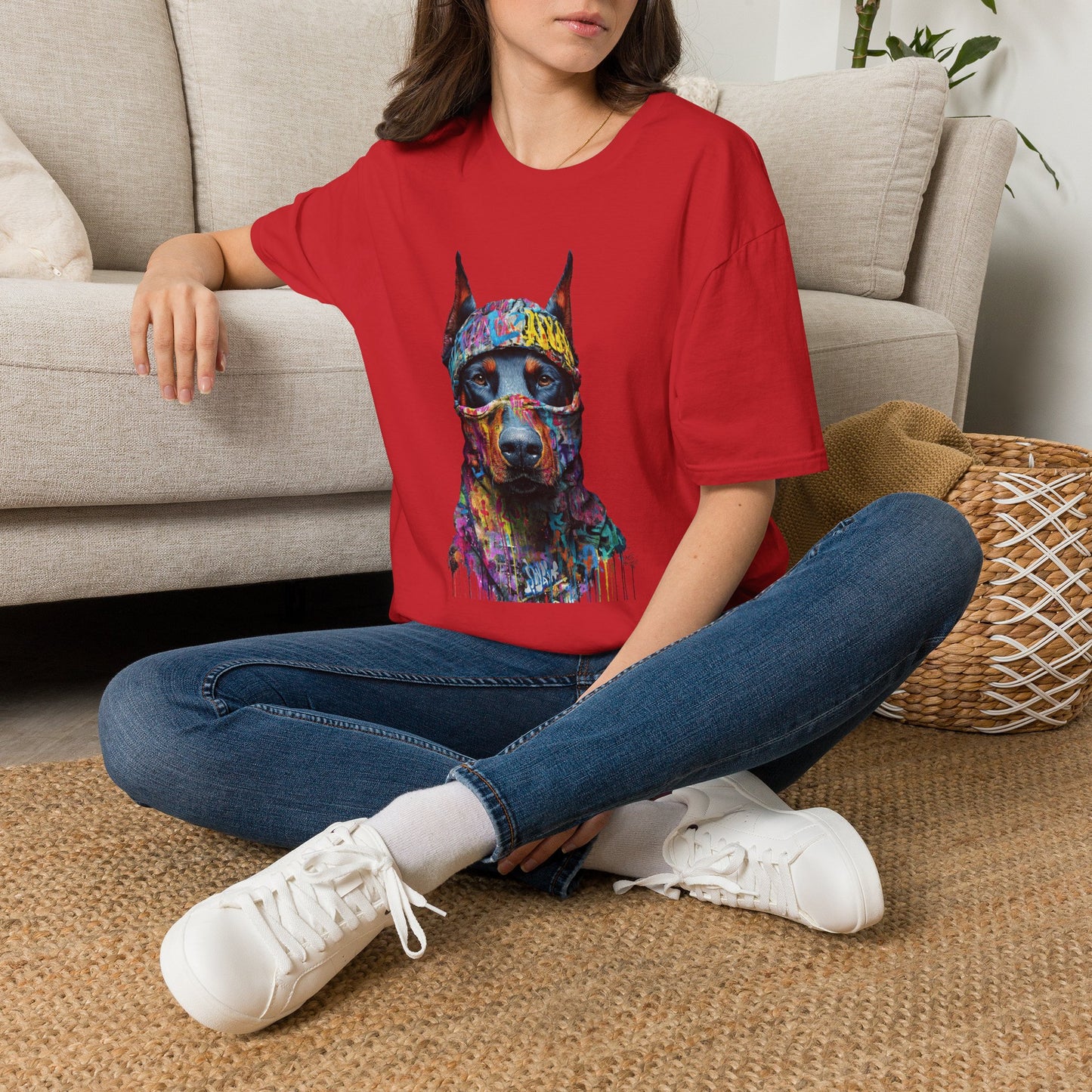 Doberman 5 Portrait T‑Shirt