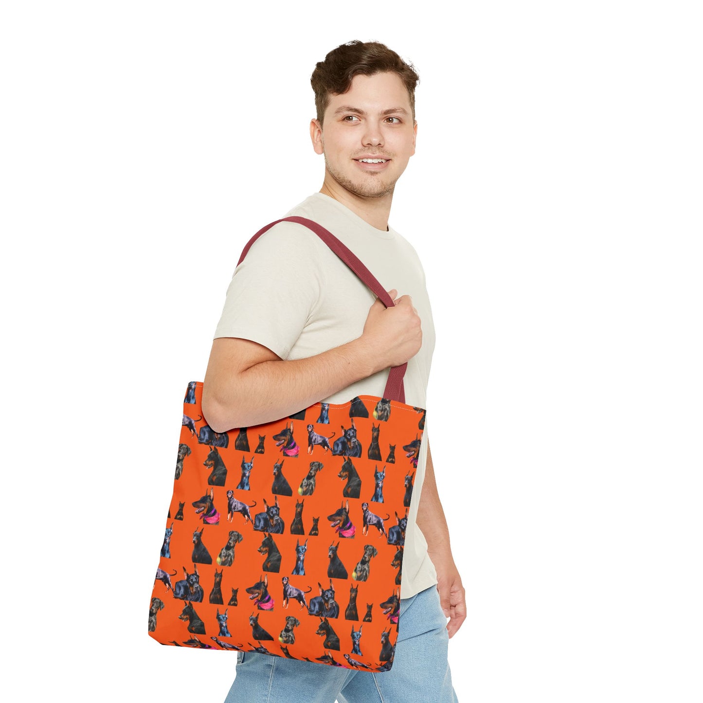 Edition 7 Doberman Model Pattern Orange Tote Bag