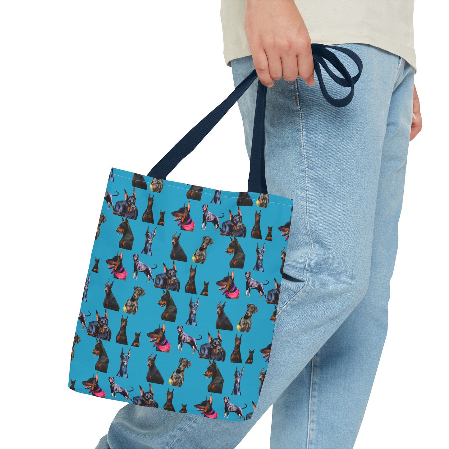 Edition 7 Doberman Model Pattern Turquoise Tote Bag