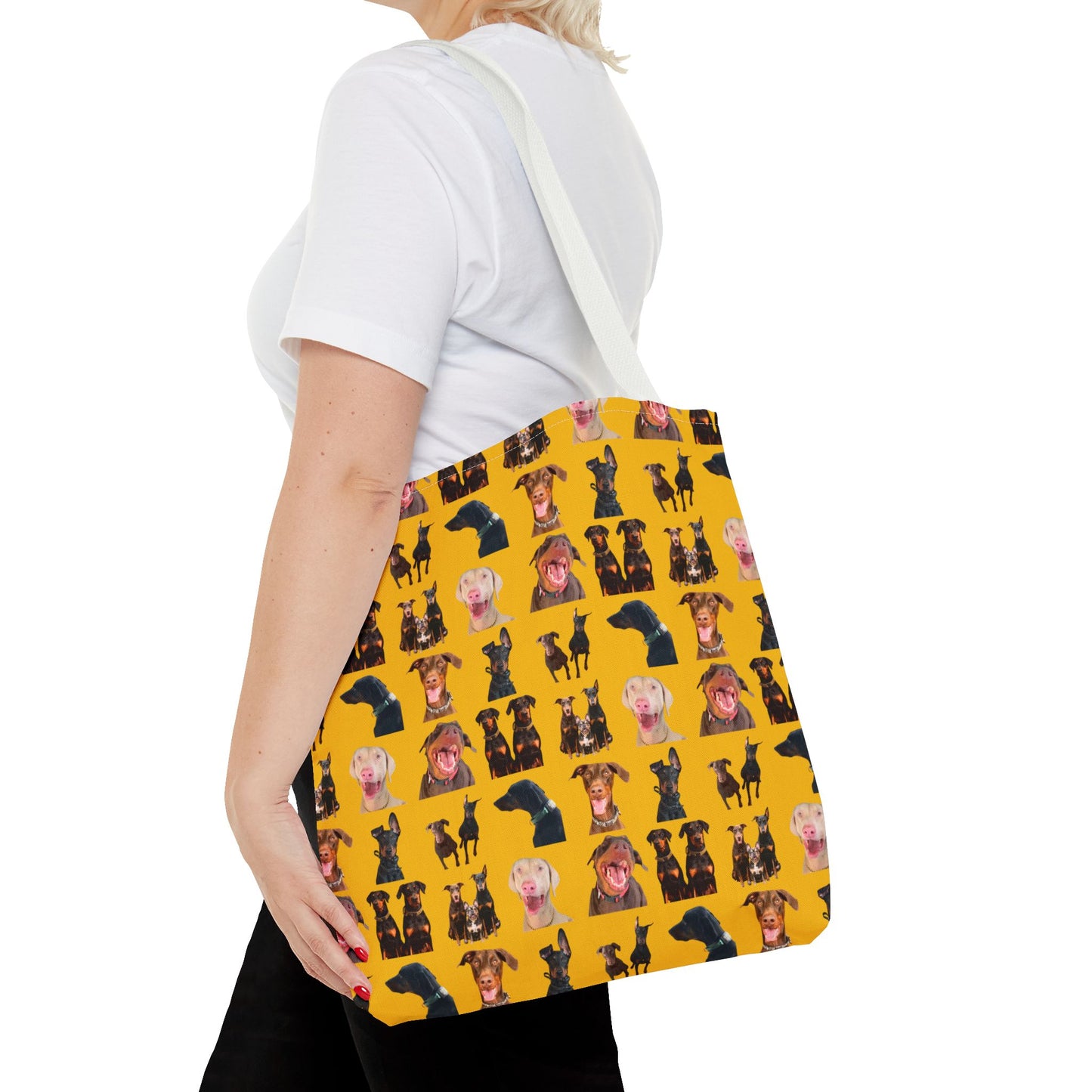 Edition 9 Doberman Model Pattern Yellow Tote Bag