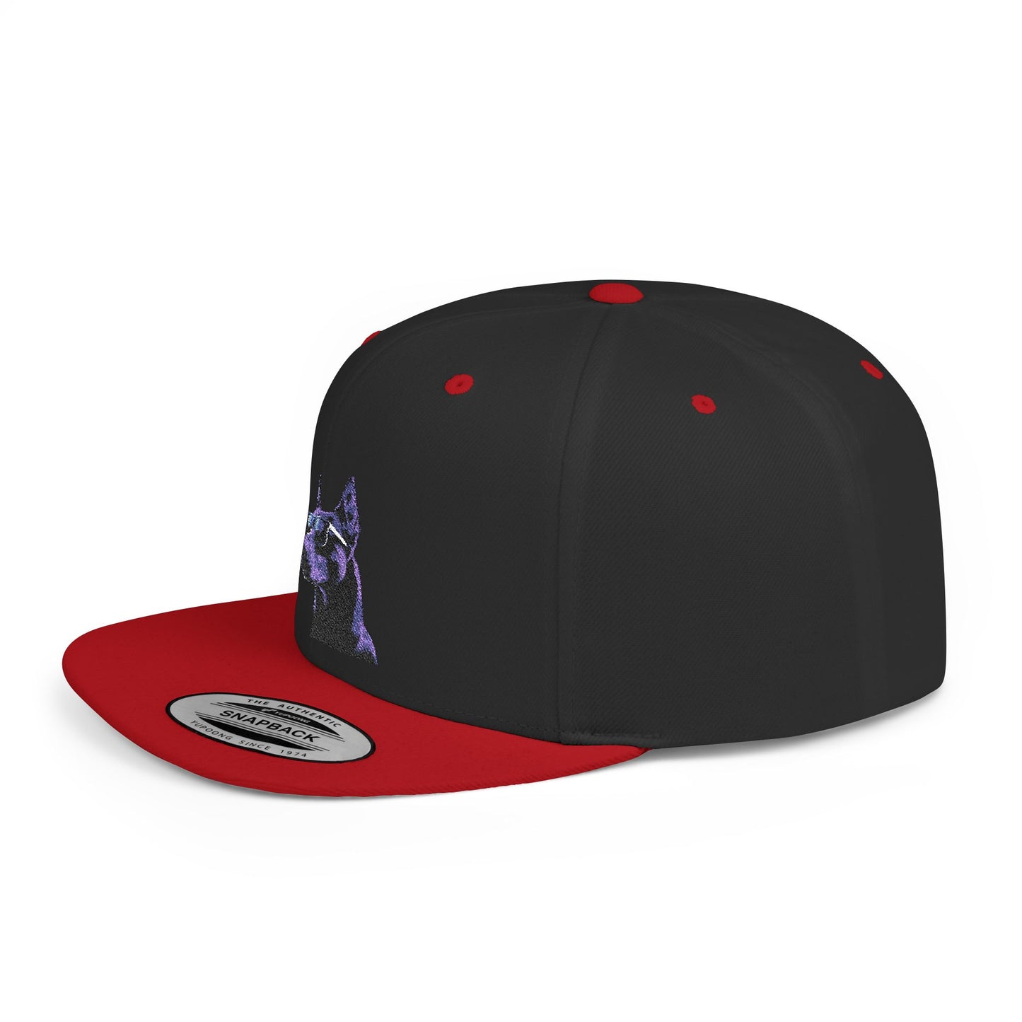 Doberman 4 Embroidered Flat Bill Snapback