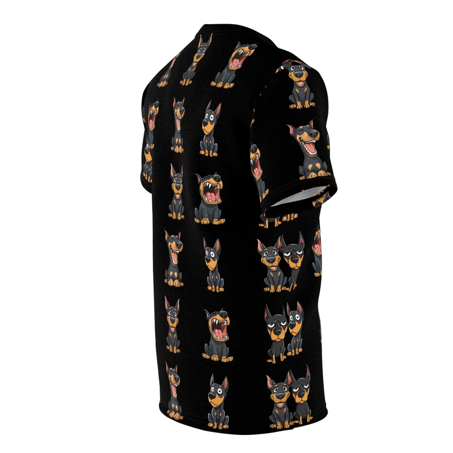 Doberman Pattern 1 All-Over-Print Tee — Cartoon Doberman Repeat Design