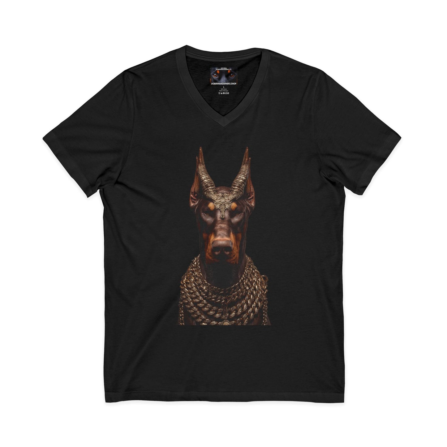 Doberman Goat 4 Private Label Unisex Jersey Short Sleeve V-Neck Tee