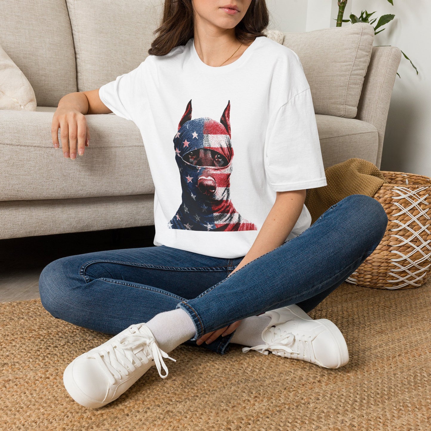 Doberman 2 Portrait T‑Shirt