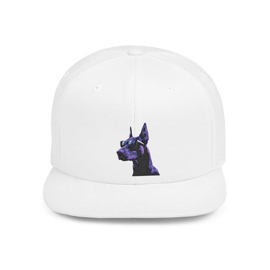 Doberman 4 Embroidered Flat Bill Snapback