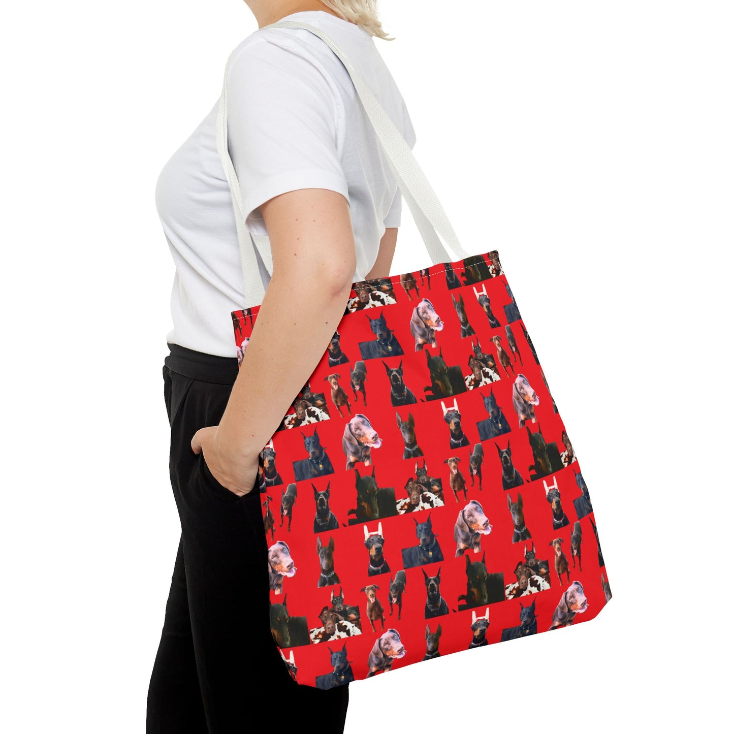 Edition 10 Doberman Model Pattern Red Tote Bag