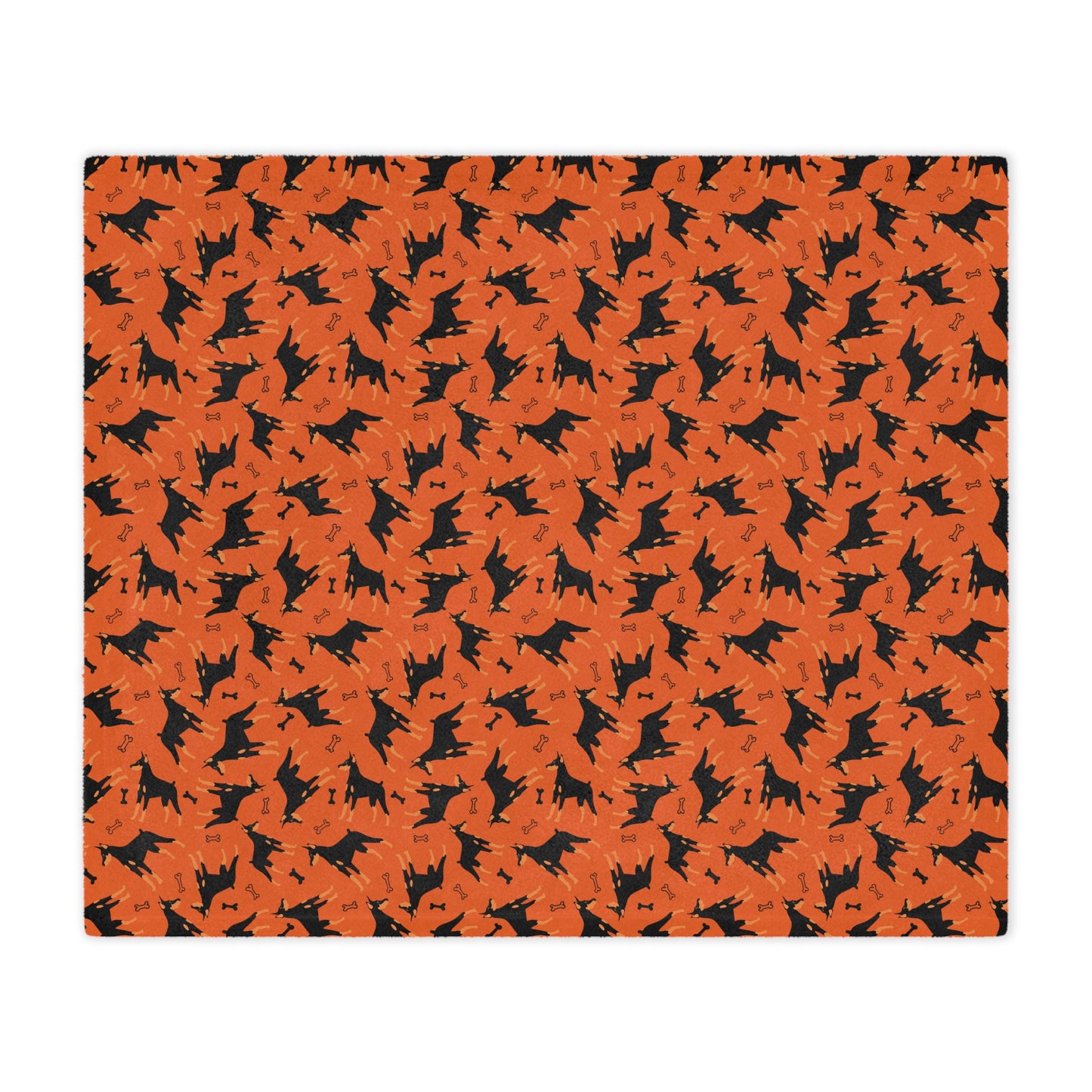 Orange AOP Dobie 1 Minky Blanket, Soft Throw Blanket, Warm Plush Blanket