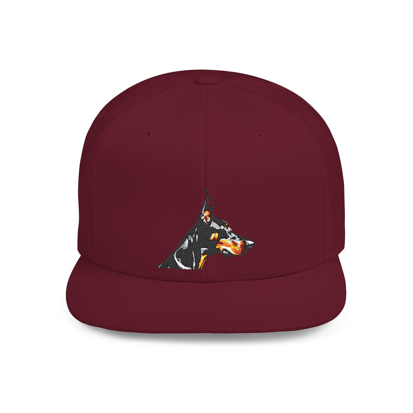 Doberman 5 Embroidered Flat Bill Snapback