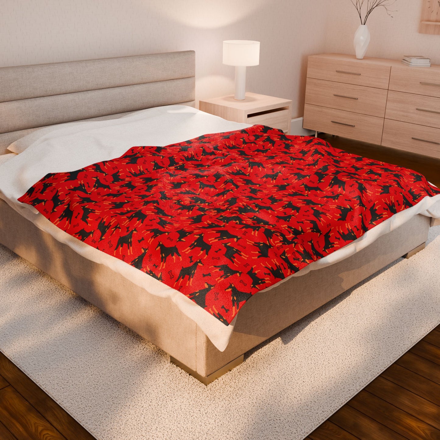 Red AOP Velveteen Plush Blanket