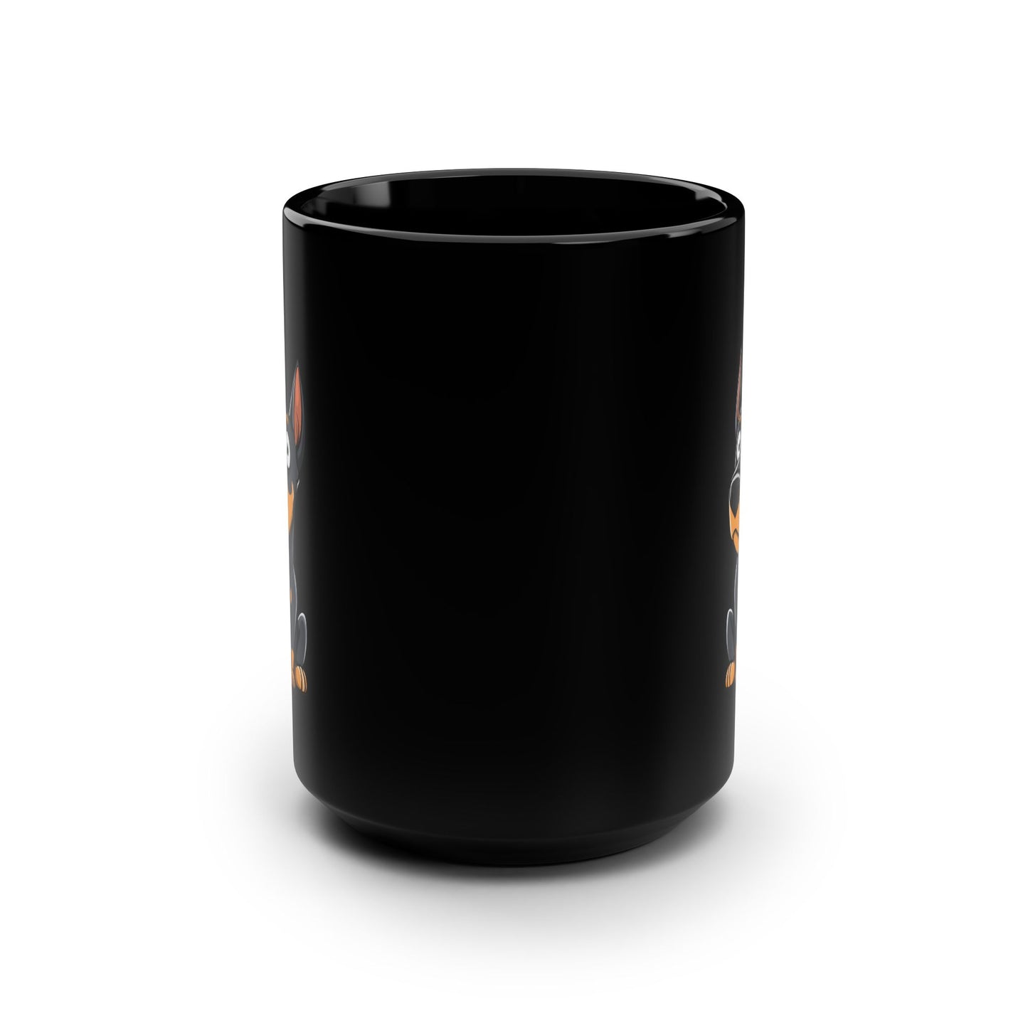 Cartoon Doberman 2 Black 15oz Coffee Mug