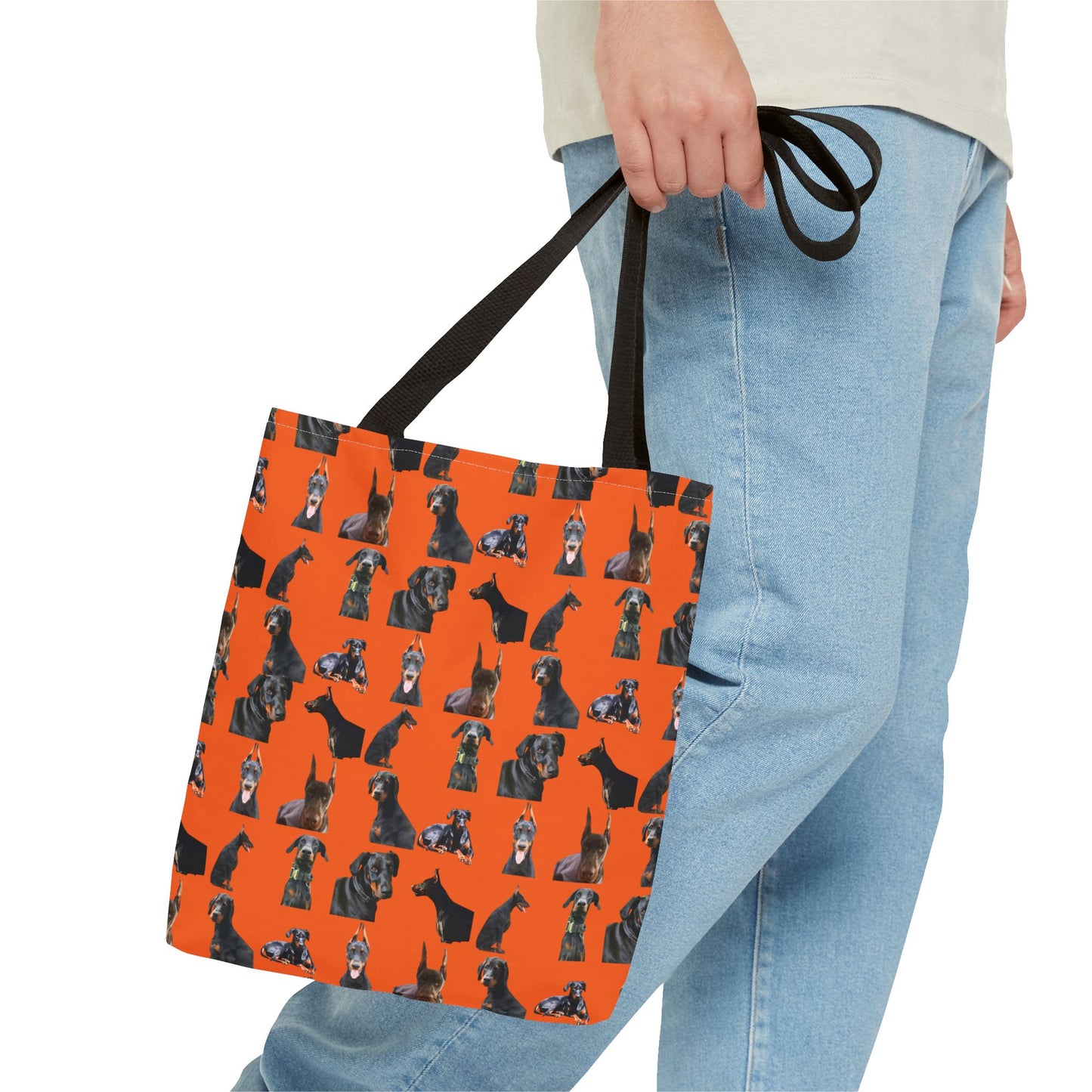 Edition 6 Doberman Model Pattern Orange Tote Bag