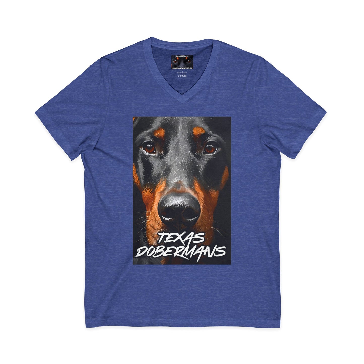 Doberman Texas 1 Private Label Unisex Jersey Short Sleeve V-Neck Tee