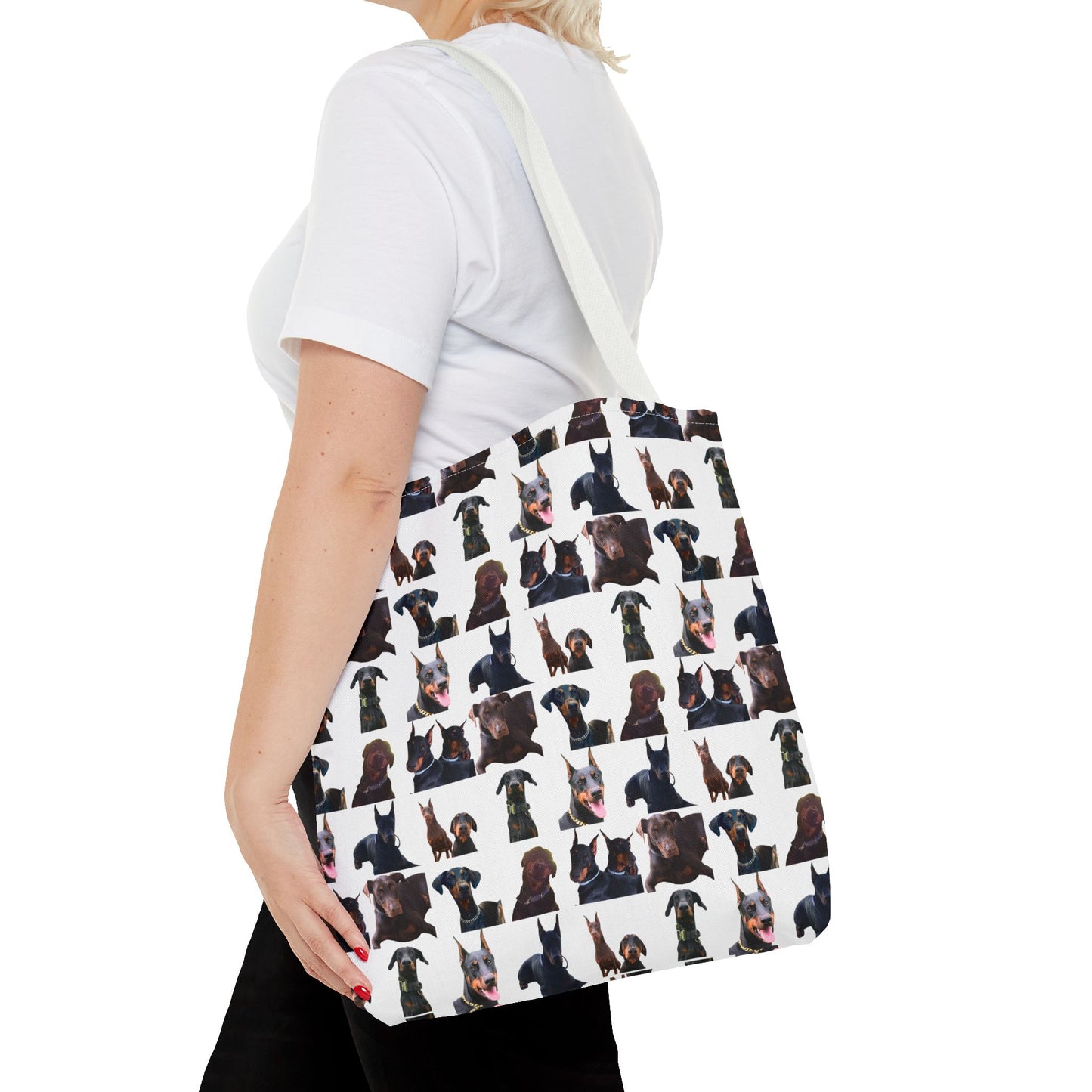 Edition 5 Doberman Model Pattern White Tote Bag