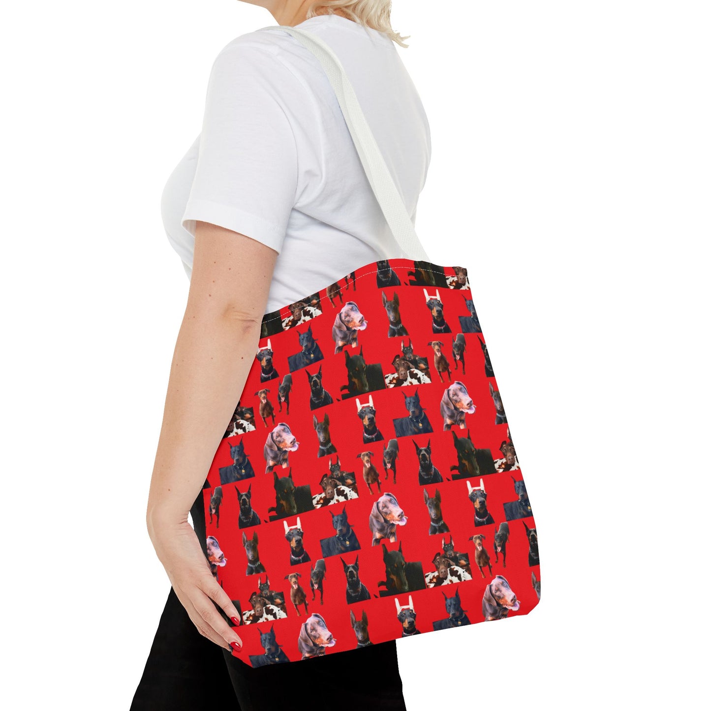 Edition 10 Doberman Model Pattern Red Tote Bag