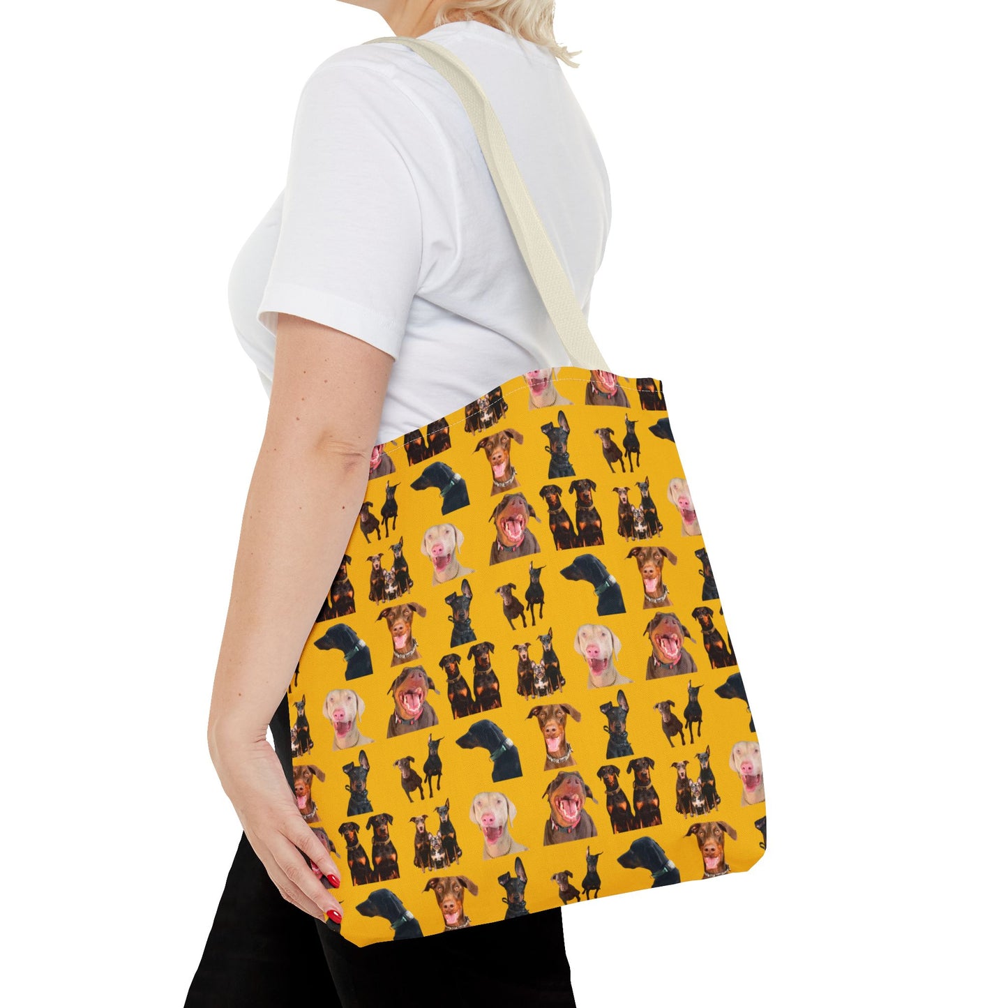 Edition 9 Doberman Model Pattern Yellow Tote Bag