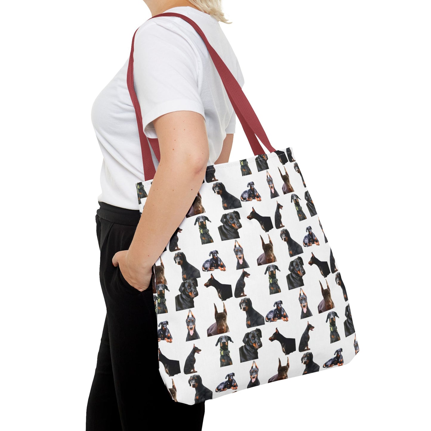 Edition 6 Doberman Model Pattern White Tote Bag