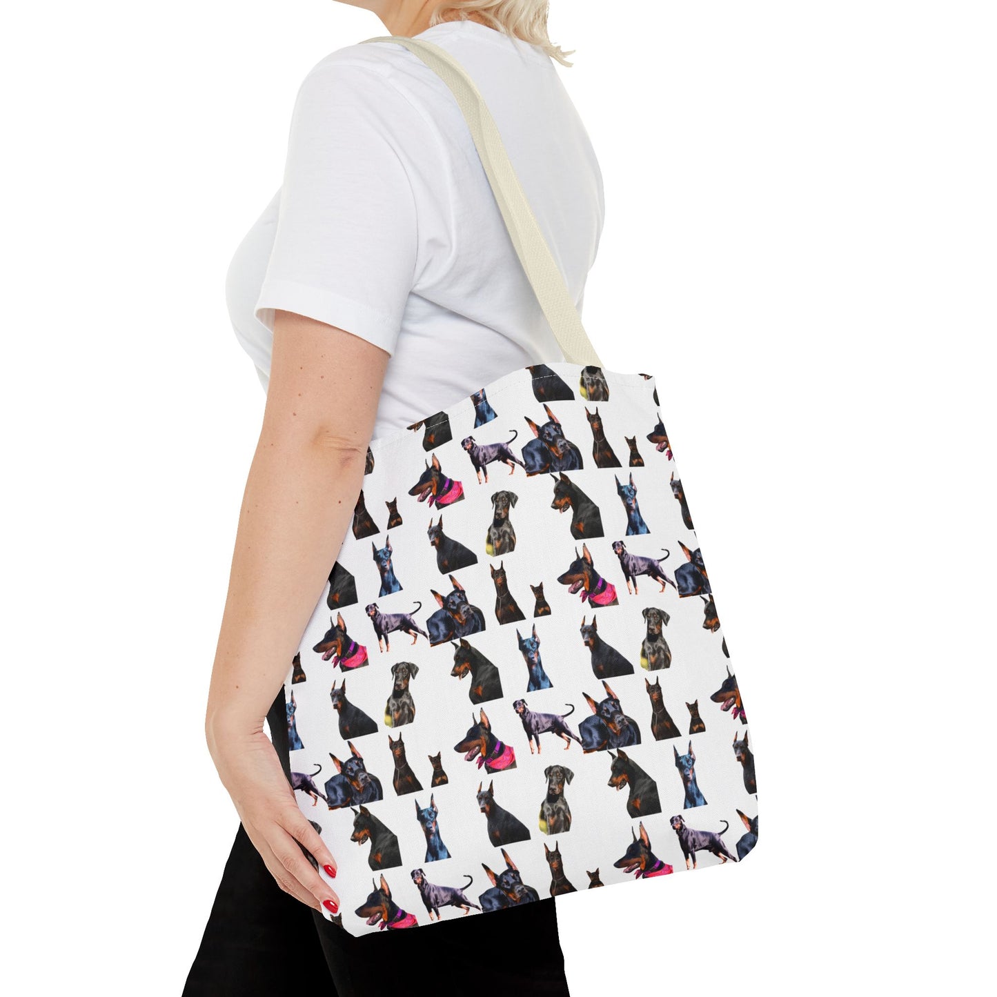 Edition 7 Doberman Model Pattern White Tote Bag