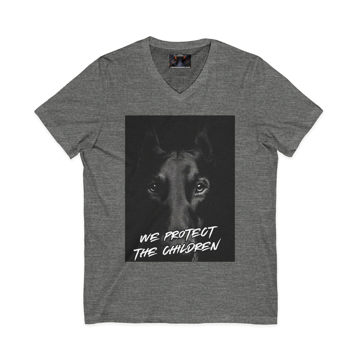 We protect 1 Private Label Unisex Jersey Short Sleeve V-Neck Tee