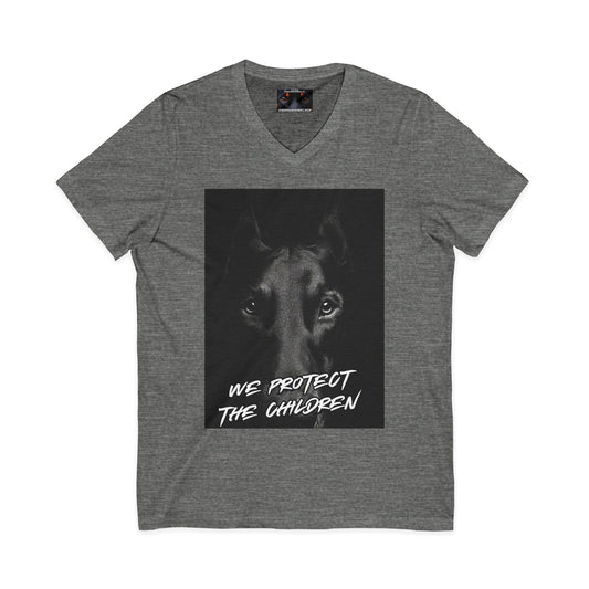 We protect 1 Private Label Unisex Jersey Short Sleeve V-Neck Tee