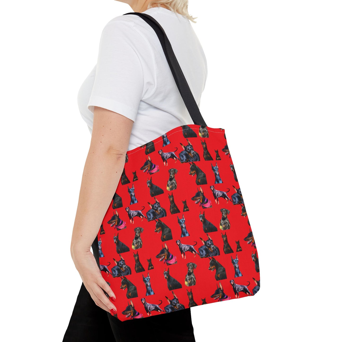 Edition 7 Doberman Model Pattern Red Tote Bag