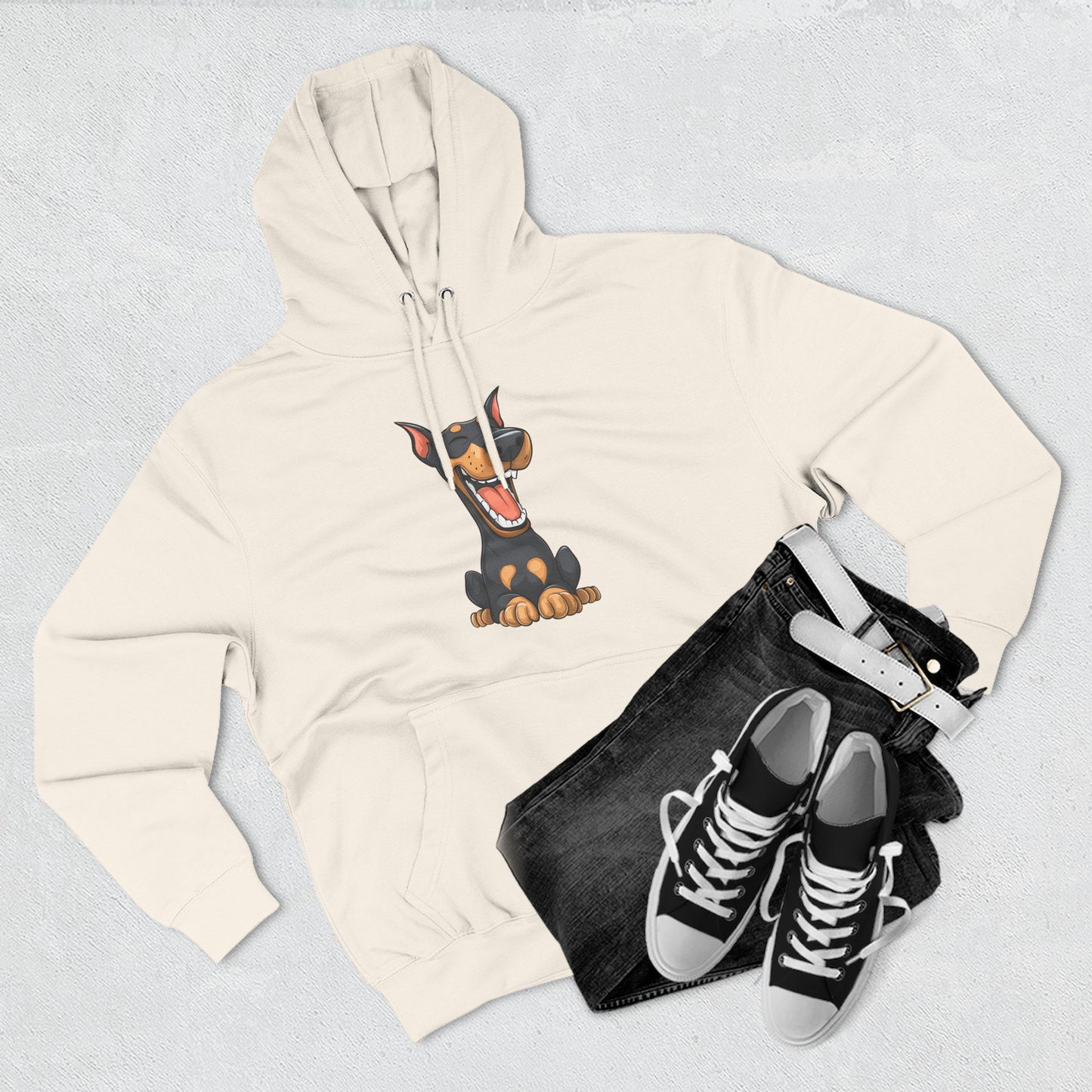 Doberman Cartoon 3 Three-Panel Fleece Hoodie