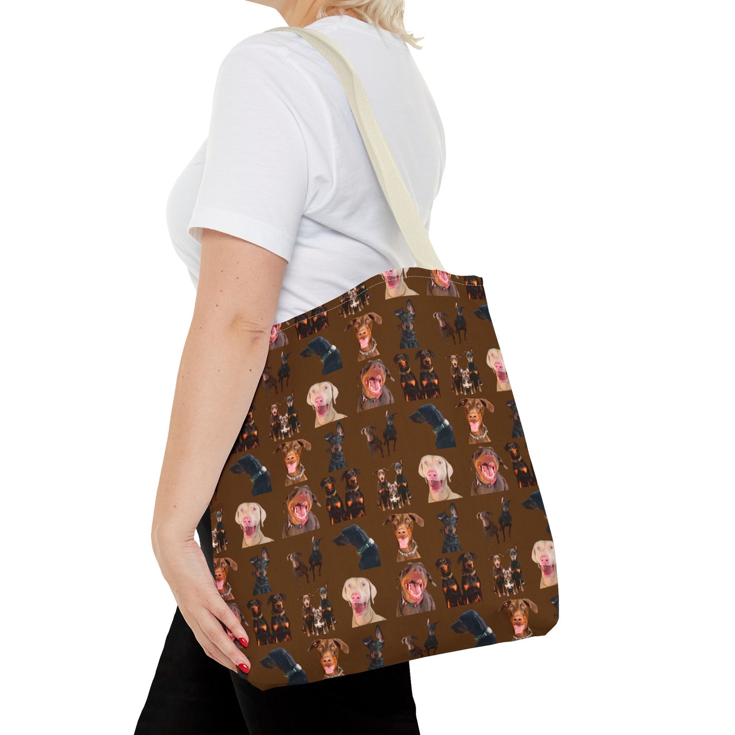Edition 9 Doberman Model Pattern Brown Tote Bag