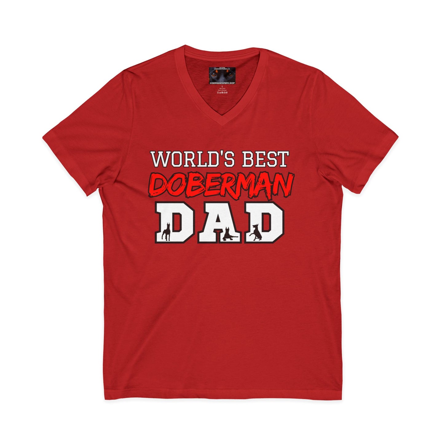 Doberman Dad S1 Private Label Unisex Jersey Short Sleeve V-Neck Tee