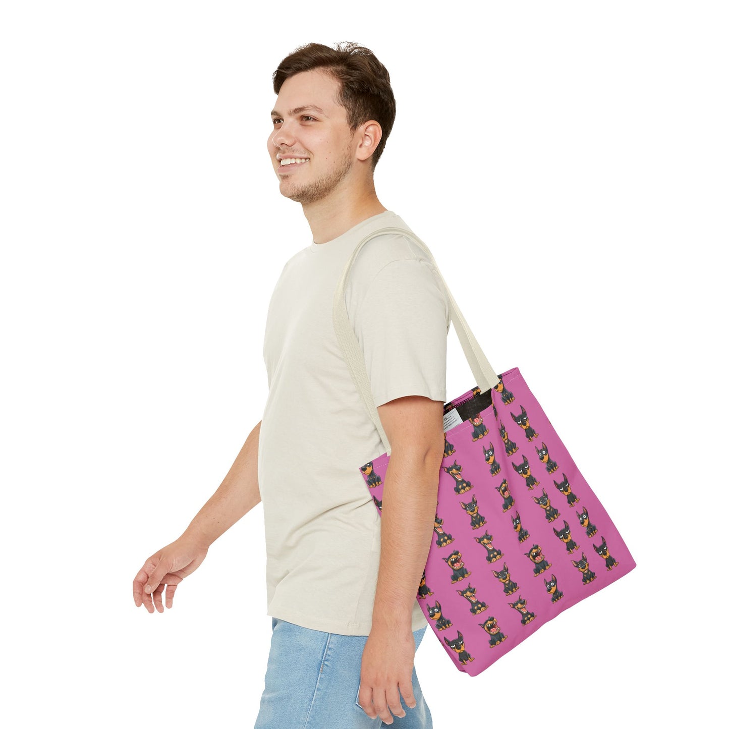Doberman Cartoon Pattern Tote Bag