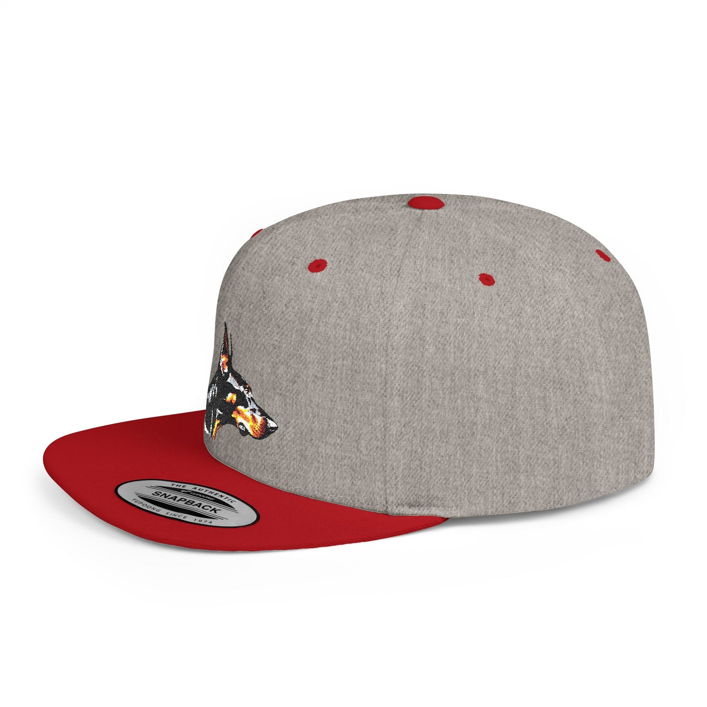 Doberman 5 Embroidered Flat Bill Snapback