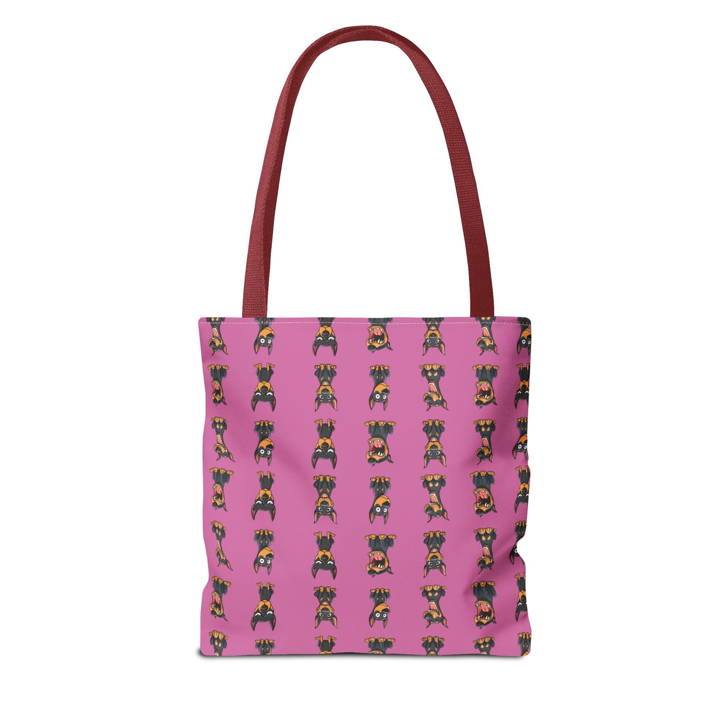 Doberman Cartoon Pattern Pink Tote Bag