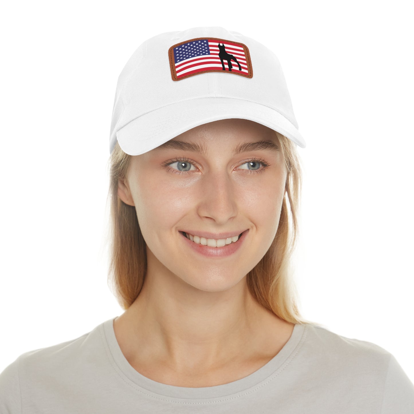 Doberman Protect USA 2 Dad Hat with Leather Patch (Rectangle)