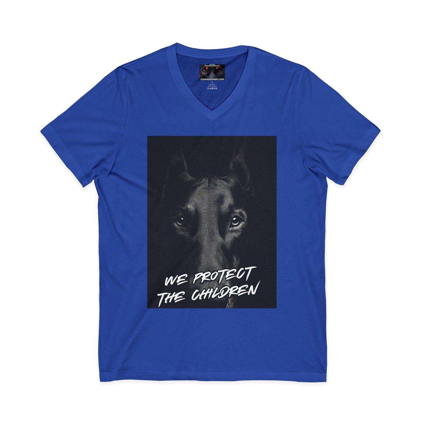 We protect 1 Private Label Unisex Jersey Short Sleeve V-Neck Tee