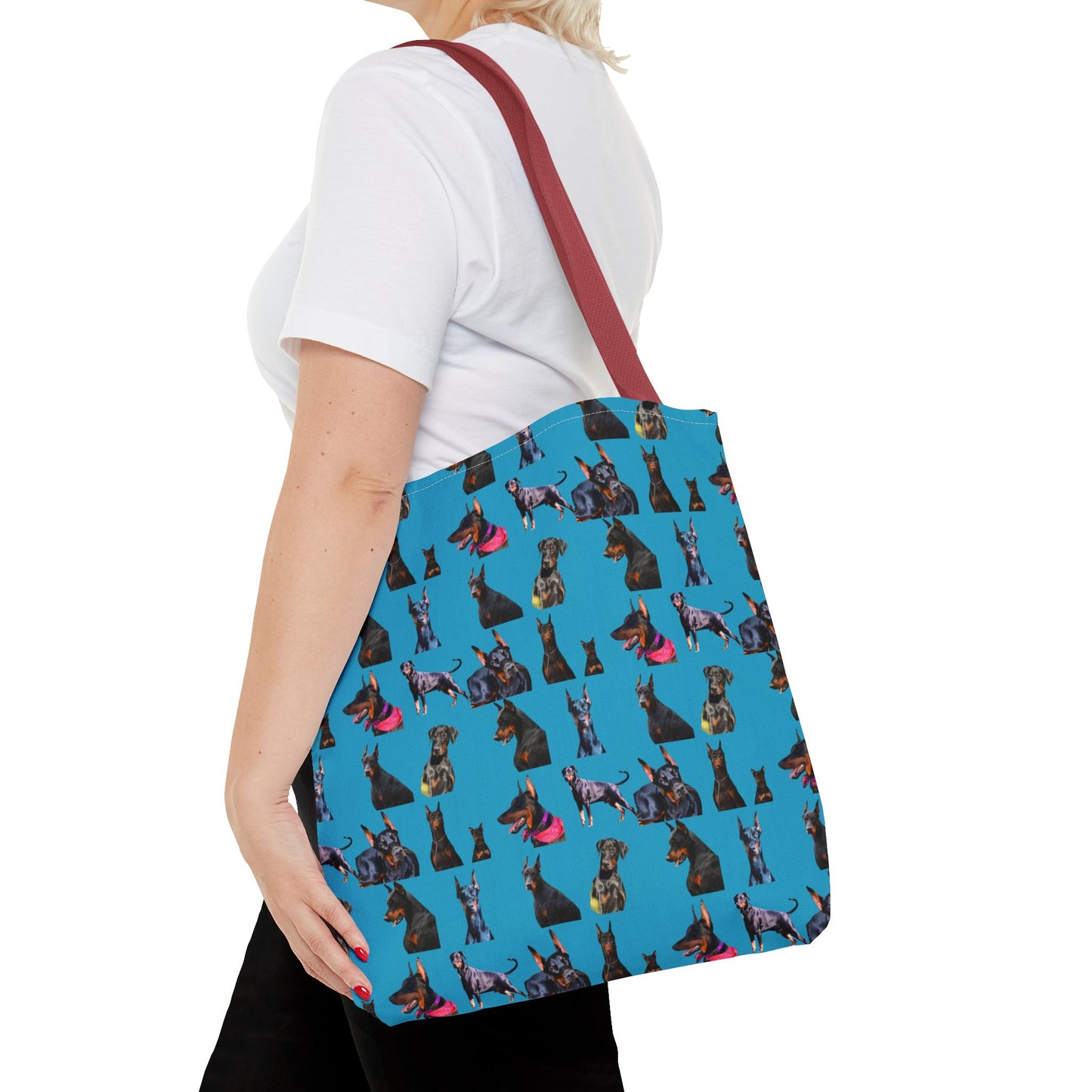 Edition 7 Doberman Model Pattern Turquoise Tote Bag