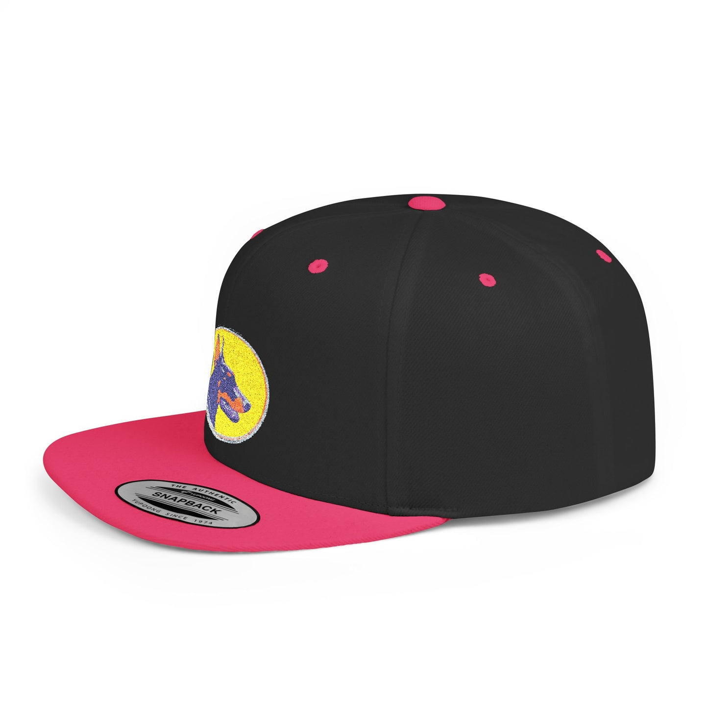 Doberman 3 Embroidered Flat Bill Snapback
