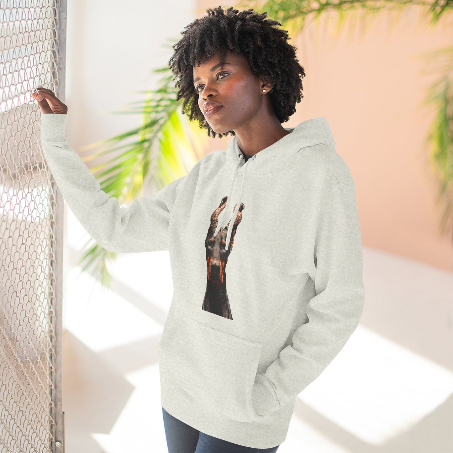 Doberman Goat 1 Fleece Hoodie