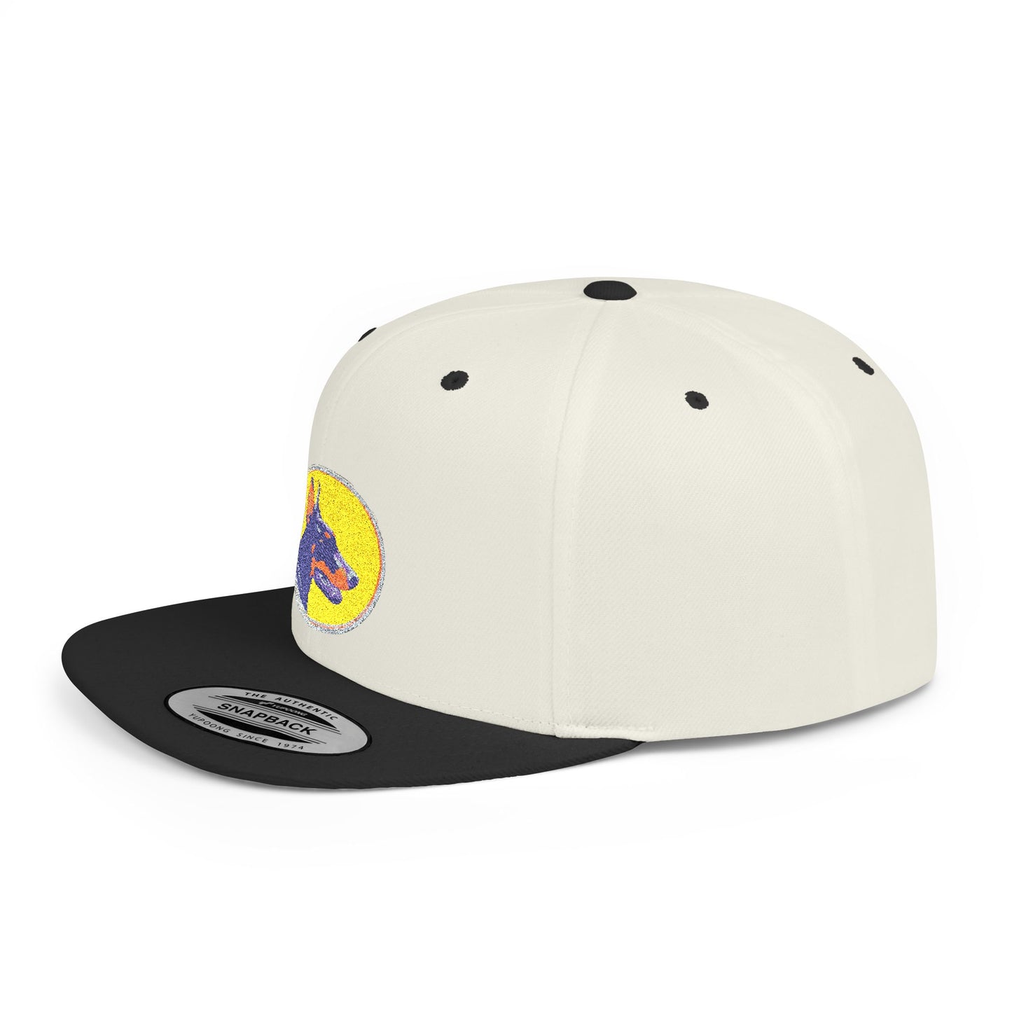 Doberman 3 Embroidered Flat Bill Snapback