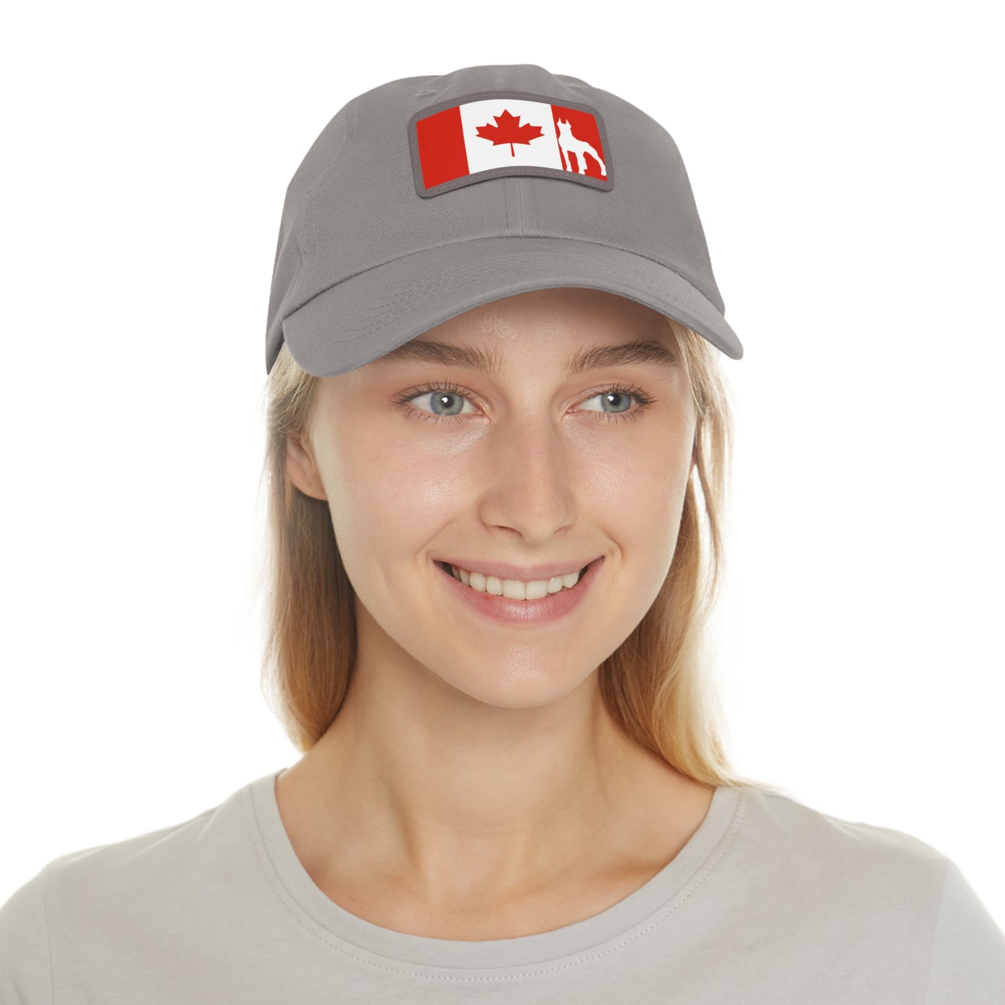 Doberman Protect Canada 2 Dad Hat with Leather Patch (Rectangle)
