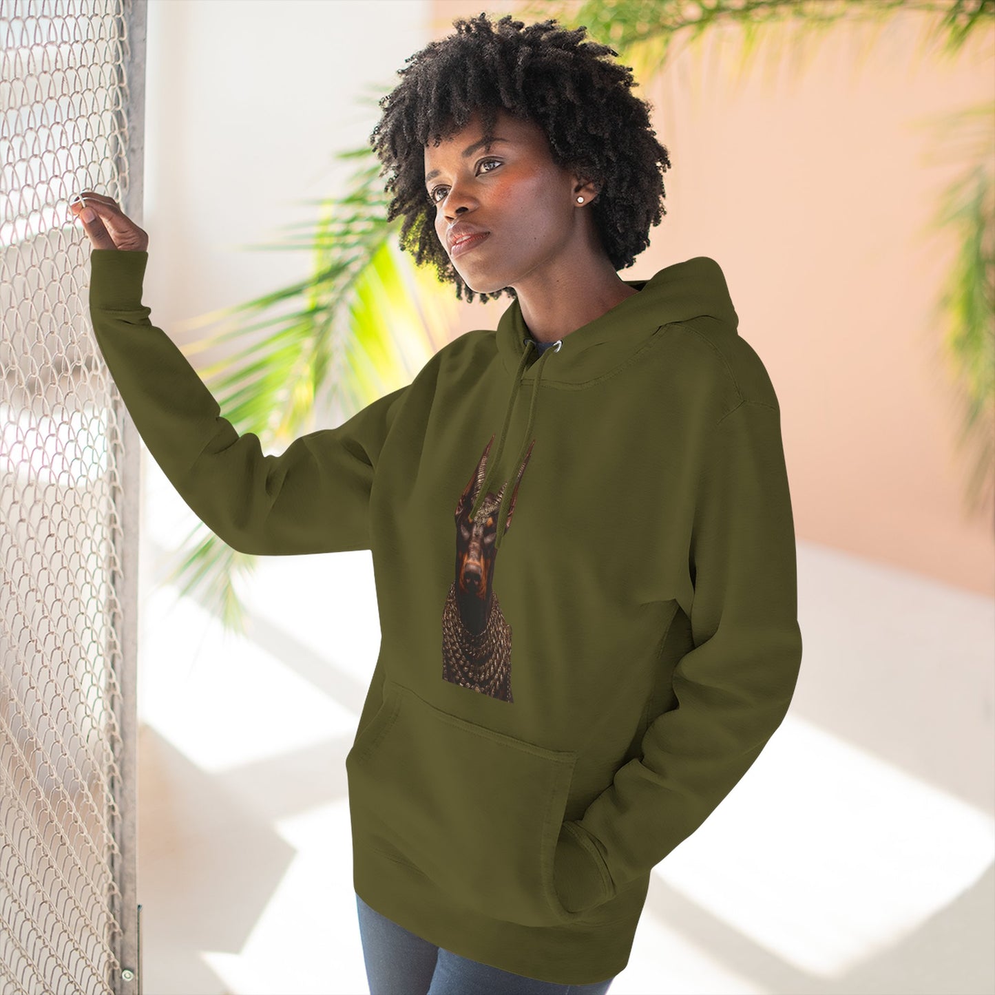 Doberman Goat 4 Fleece Hoodie