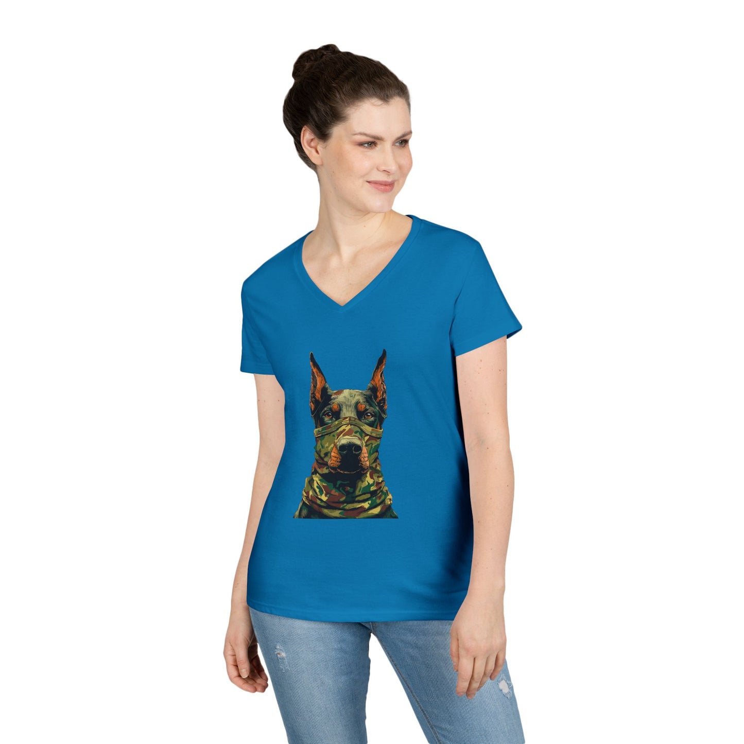 Doberman 4 V-Neck Tee Shirt for Women