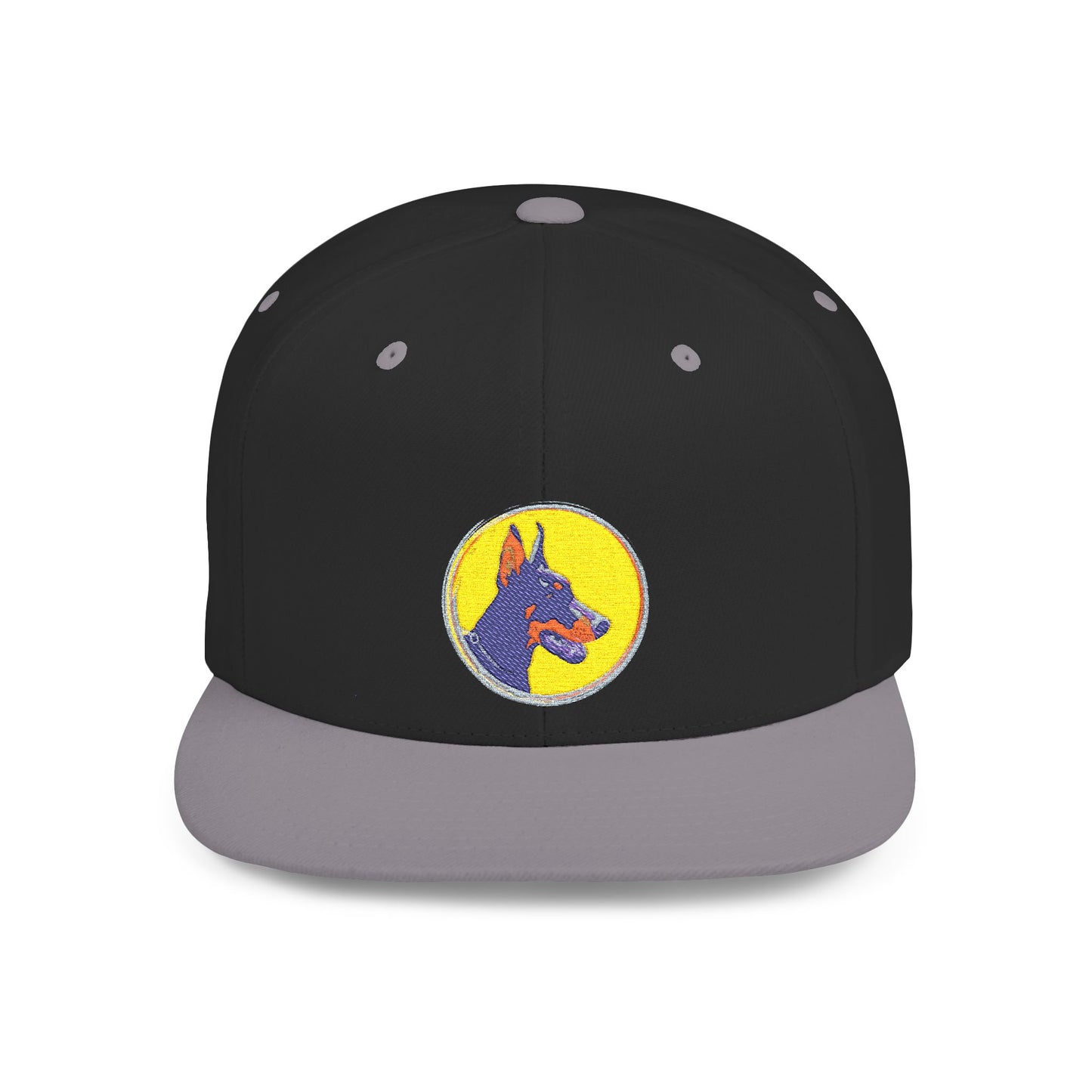 Doberman 3 Embroidered Flat Bill Snapback