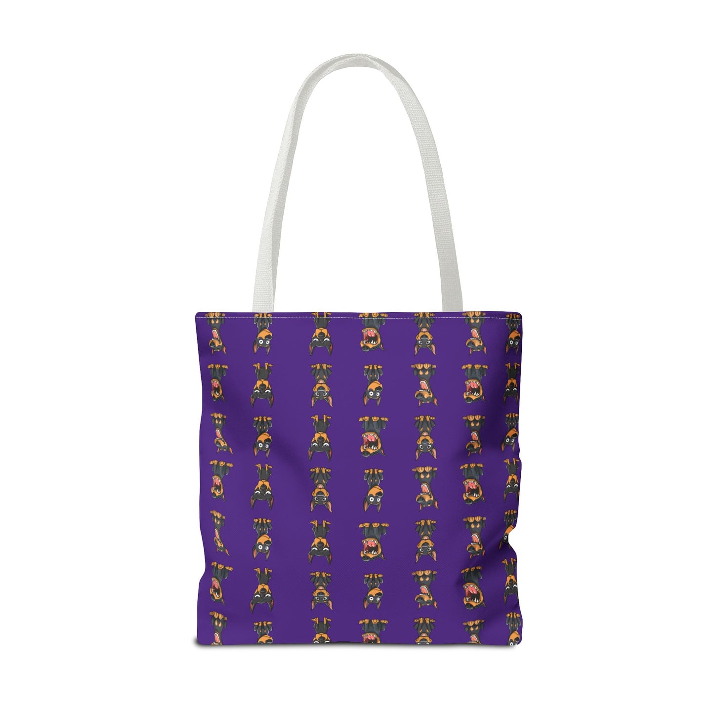 Doberman Cartoon Pattern Purple Tote Bag