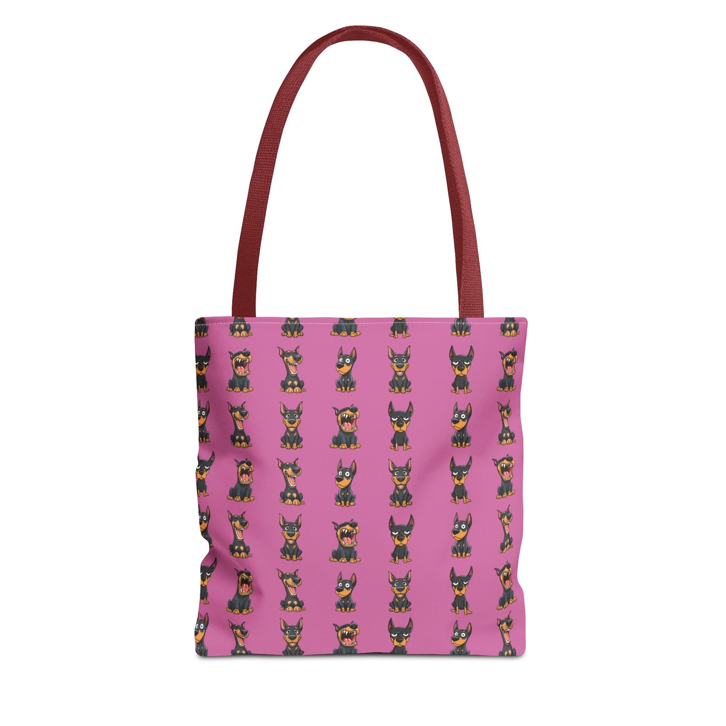 Doberman Cartoon Pattern Pink Tote Bag