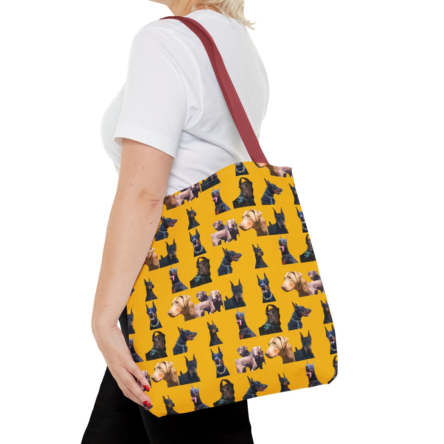 Edition 8 Doberman Model Pattern Yellow Tote Bag