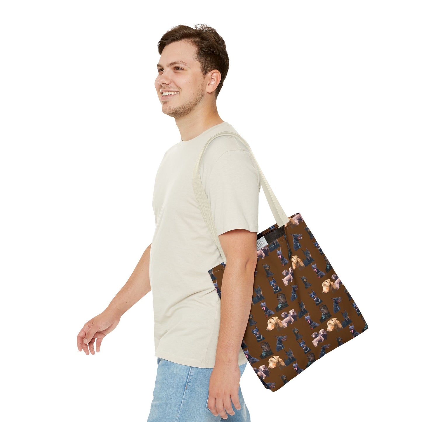 Edition 8 Doberman Model Pattern Brown Tote Bag