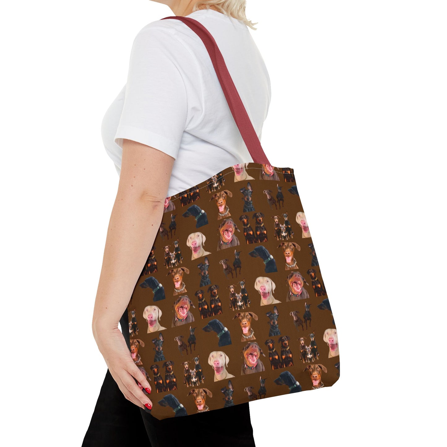 Edition 9 Doberman Model Pattern Brown Tote Bag