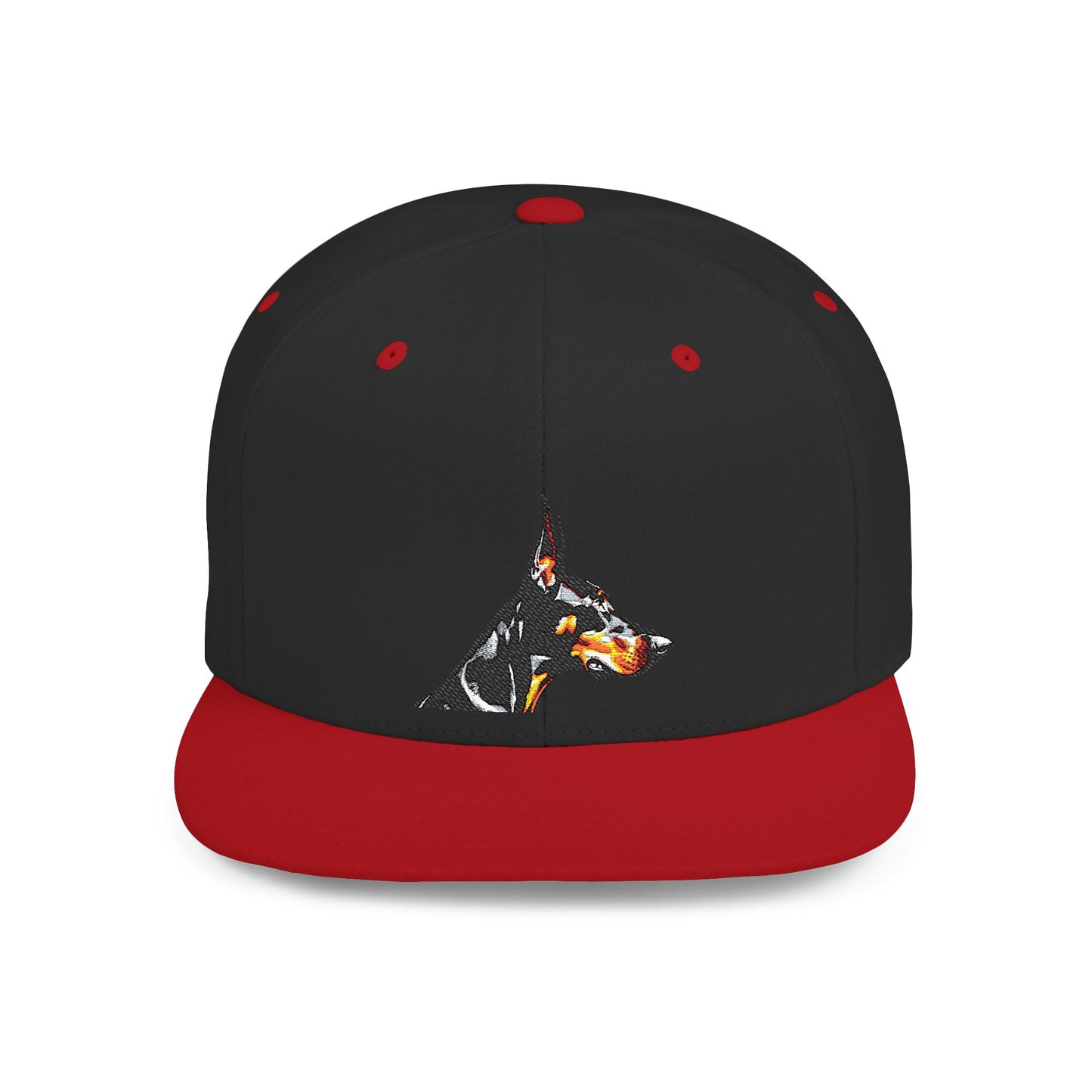 Doberman 5 Embroidered Flat Bill Snapback